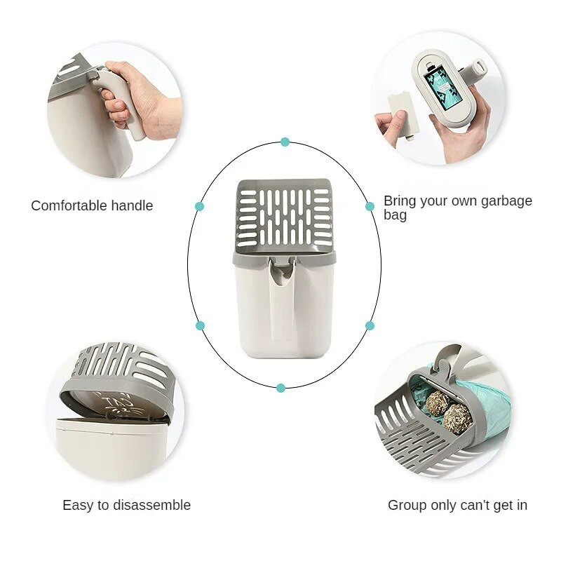 Kačių kraiko samtelis su papildomu maišelio laikikliu, integruotu nuimamu giluminiu kačių kraiko kastuvas Kačiuko kraiko dėžutė Kačių reikmenys Arenero Gato