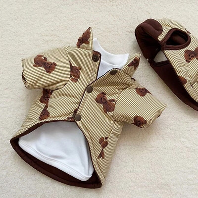 Animal Bear Printed Suņu Apģērbi Izvelkamie Mājdzīvnieki Kokvilnas Polsterēti Apģērbi Ziemas Apģērbi Bomei Mētelis Mazs Suņu Siltas Apģērbs Sūtīt Cepures