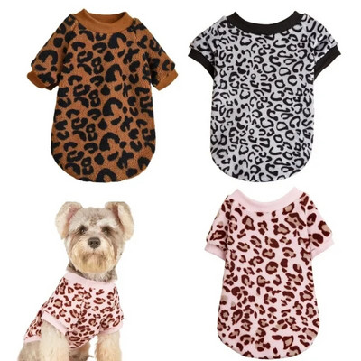 Pulover pentru cățeluș Câini Pulover pentru animale de companie Pulover de iarnă Imprimare leopard Bulldog francez Pulover cald de iarnă Îmbrăcăminte pentru animale de companie Îmbrăcăminte pentru câini