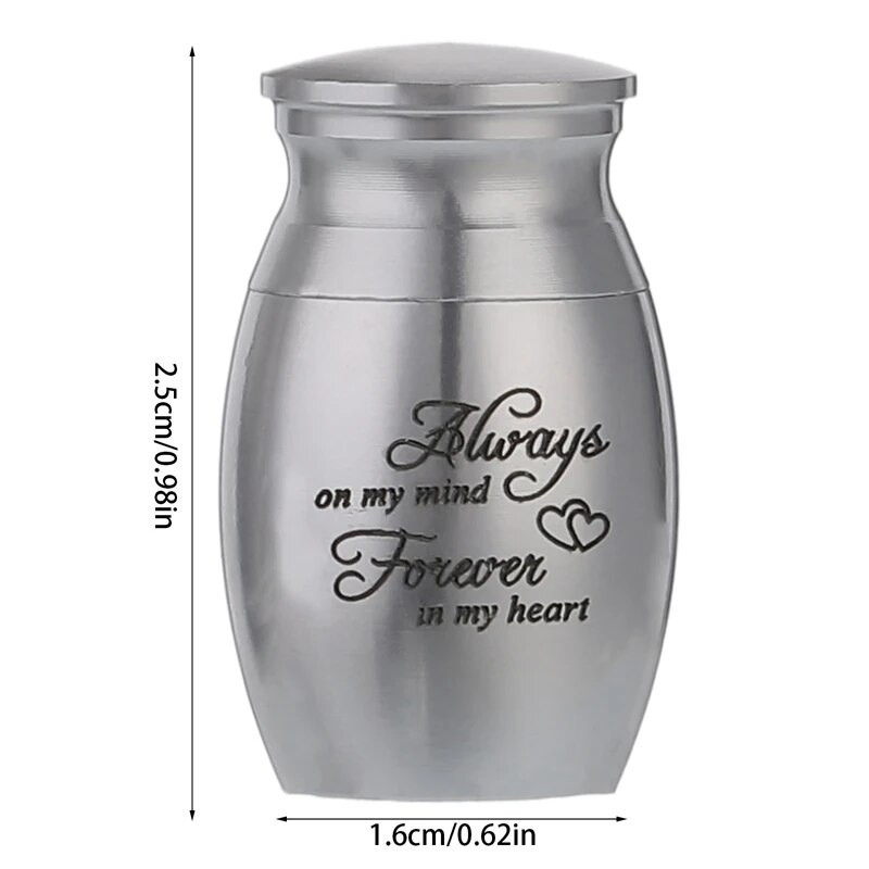 1 τμχ Mini Pet Urn Ανοξείδωτο ατσάλι Cremation Ashes Urn for Pet Dog Θήκη για στάχτες πουλιών Κασετίνα Αναμνηστικό κατοικίδιο 25*16mm