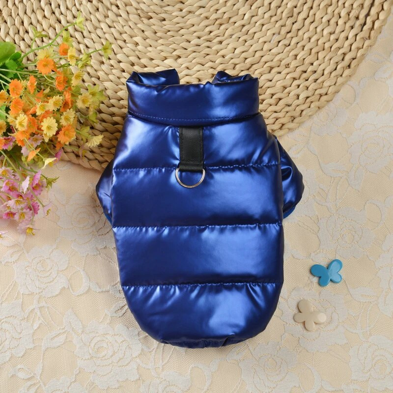 Glancēts ziemas suns dūnu jakas statīvs apkakle Vienkrāsains suņu apģērbs Biezs silts kucēnu kažoks Kopējais Jaungada mājdzīvnieku preces Kaķu apģērbs