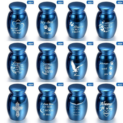 Kék emberi hamu emléktárgy Angyalszárnyak emlékurna Mini hamvasztásos urnák Hamutartó emberi kisállat emlékurnák számára