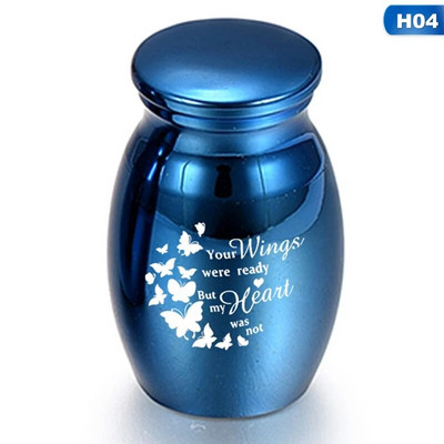Zilā cilvēka pelnu piemiņas eņģeļu spārnu piemiņas urna Mini kremācijas urnu pelnu turētājs cilvēku mājdzīvnieku piemiņas urnām