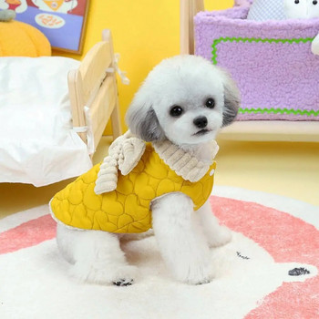 Сладко, стилно кучешко облекло с папийонка, закопчаване с пръстен, закопчаване, удебелени 2 крака, привличащи вниманието сладки памучни палта за домашни любимци