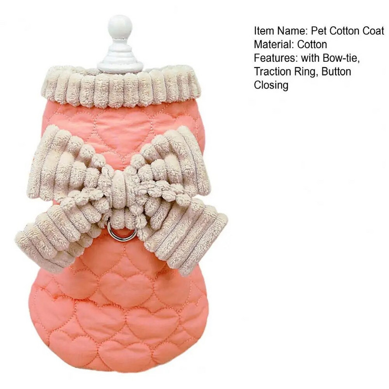 Jaukas, stilīgas suņu drēbes ar tauriņu, vilkšanas gredzena pogu, kas aizveras, sabiezināti 2 kāju uzkrītoši mājdzīvnieku saldie kokvilnas mēteļi