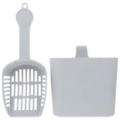 Φορητό Σετ απορριμμάτων γατών γατών Αξεσουάρ καθαρισμού για κατοικίδια Φτυάρι και Φτυάρι βαρελιού αποθήκευσης Σετ εργαλείων καθαρισμού (Γκρι)