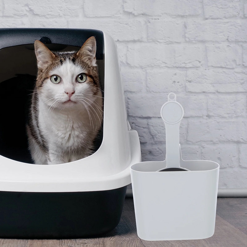 Φορητό Σετ απορριμμάτων γατών γατών Αξεσουάρ καθαρισμού για κατοικίδια Φτυάρι και Φτυάρι βαρελιού αποθήκευσης Σετ εργαλείων καθαρισμού (Γκρι)