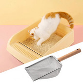 Lopata za mačke Lopata za mačji pijesak Ergonomska drvena drška Lopatica za mačji pijesak Šuplji mrežasti dizajn za višekratnu upotrebu za višenamjenski alat za kućne ljubimce