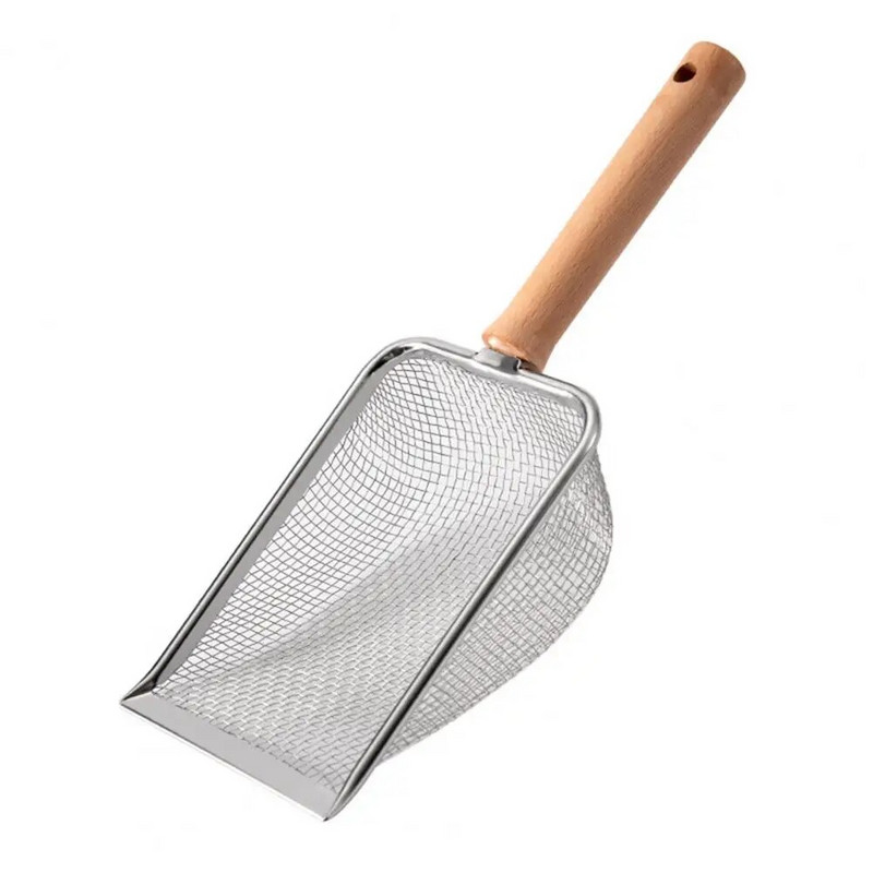 Lopata za mačke Lopata za mačji pijesak Ergonomska drvena drška Lopatica za mačji pijesak Šuplji mrežasti dizajn za višekratnu upotrebu za višenamjenski alat za kućne ljubimce