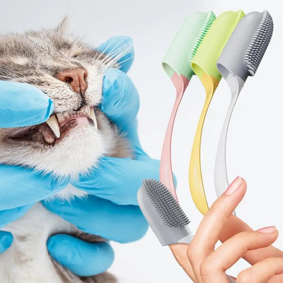 Lemmiklooma sõrmede hambahari Pehmed harjased Ühe sõrmega juhtimine Mugav haardega hammaste hooldus Koera kassi puhastushari igapäevaseks kasutamiseks Kamm