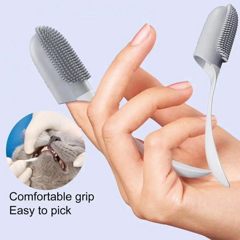 Mājdzīvnieku pirkstu zobu birste Mīkstie sari ar vienu pirkstu Darbība ar vienu pirkstu Ērta satvēriena zobu kopšana Suņu kaķu tīrīšanas birste ikdienas lietošanai Ķemme