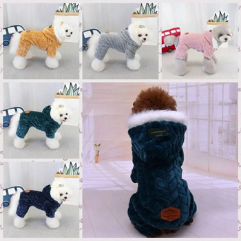 Зимно памучно палто за кучета в британски стил Меко поларено зимно яке за домашни любимци Топла кожена яка Топъл гащеризон за кучета за кученца Котки