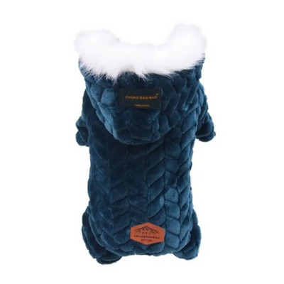 Βαμβακερό παλτό χειμερινού σκύλου βρετανικού στυλ Μαλακό φλις χειμωνιάτικο μπουφάν για κατοικίδια Ζεστό γούνινο κολάρο για σκύλους Ζεστή φόρμα για κουτάβια γάτες