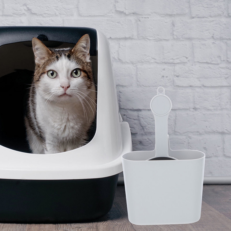 Prijenosna lopatica za mačji pijesak, lopata za pijesak i bačva za pohranu, lopata za čišćenje Set alata za čišćenje (siva)