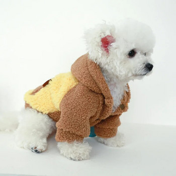 Суичър с качулка за кучета с джобно поларено мече за малки кученца, животни, есен, зима, евтино облекло за домашни любимци, облекло, яке с два крака, котешко палто, йорки