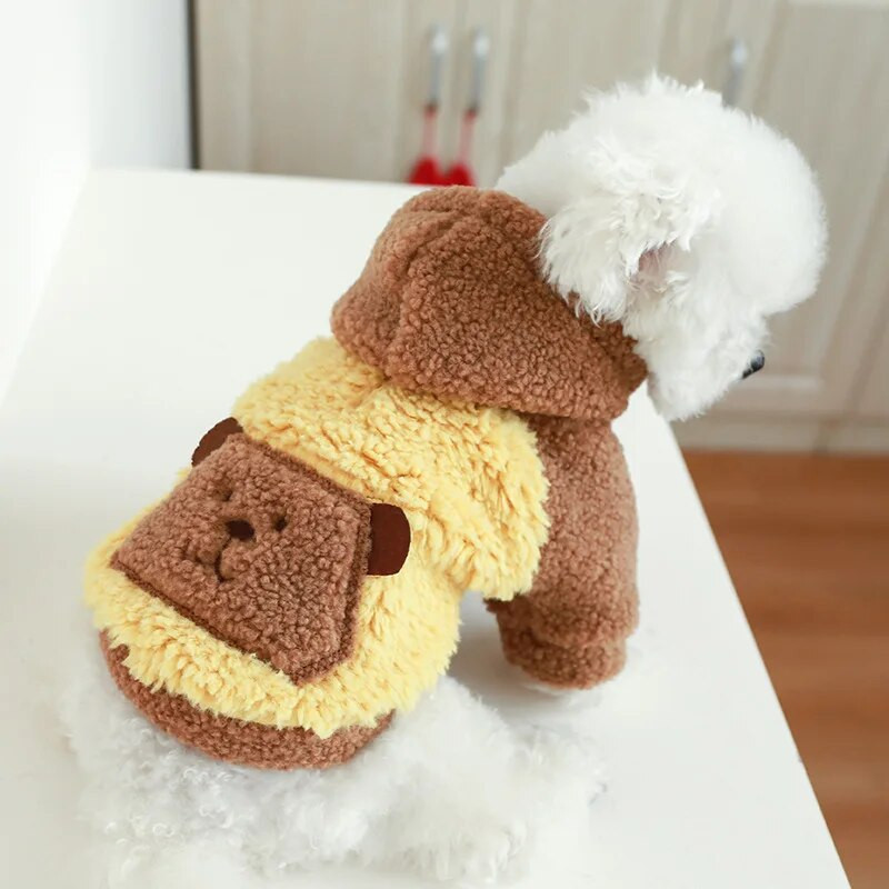 Pocket Bear Fleece Dog Hoodie για μικρά κουτάβια ζώα Φθινόπωρο Χειμώνας Φτηνά ρούχα για κατοικίδια Ρούχα με δύο πόδια Μπουφάν για γάτα Yorkie