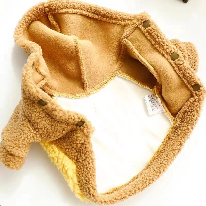 Pocket Bear Fleece Dog Hoodie για μικρά κουτάβια ζώα Φθινόπωρο Χειμώνας Φτηνά ρούχα για κατοικίδια Ρούχα με δύο πόδια Μπουφάν για γάτα Yorkie