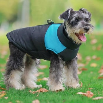 Куче Зимно топло кученце за куче палто Костюм Цветно блокиращ дизайн-