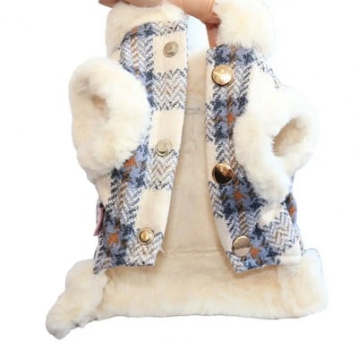 Μπουφάν κατοικίδιων ζώων καρό γιλέκο εκτύπωσης Ζεστό χειμωνιάτικο μικρό παλτό σκύλου Κουτάβι γάτα Chihuahua Outfit γιλέκο товары для собак