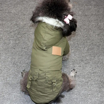 Памучно палто за домашни любимци Удебелено удобно топло зимно палто с качулка и закопчаване с копчета Стоки за домашни любимци Ветроустойчив гащеризон Пудел