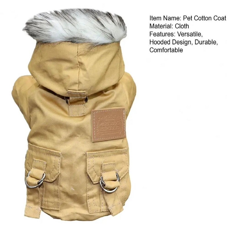 Βαμβακερό παλτό κατοικίδιων ζώων Παχύ Άνετο Χειμερινό παλτό με ζεστή κουκούλα και κλείσιμο με κουμπί Προμήθειες για κατοικίδια Αντιανεμικές φόρμες Poodle