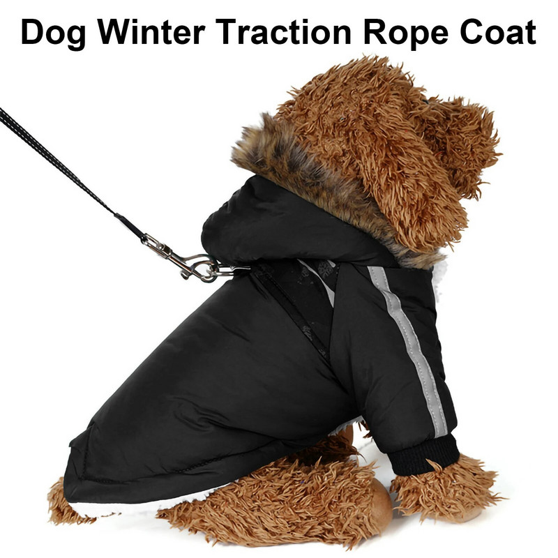 Suņu silta jaka Mājdzīvnieku apģērbi Ziemas silti, ūdensizturīgi kapuci jaka, biezināta plīša kokvilnas apģērbi, siksnas, mājdzīvnieku apģērbi