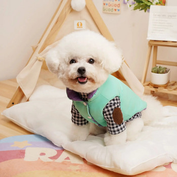 Дрехи за кучета за котки Теди Бишон Зимни корейски удебелени памучни дрехи за кученца Палто за домашни любимци