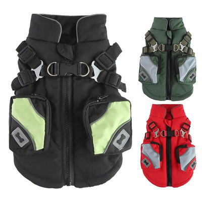 Pet Winter Double Bag Sports Chest Back Jacket Coat Windproof Rain Waterproof Warm For Small Dogs And Kitten Pet Accessories