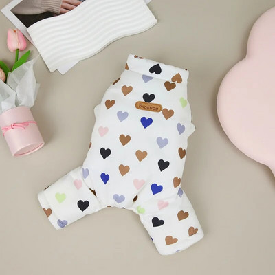 Krāsains persiku sirds mājdzīvnieku kokvilnas mētelis ziemas biezināts, silts suņa kažoks kucēns četrkājains apģērbs Teddy jaciņa S-XXL