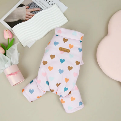 Krāsains persiku sirds mājdzīvnieku kokvilnas mētelis ziemas biezināts, silts suņa kažoks kucēns četrkājains apģērbs Teddy jaciņa S-XXL