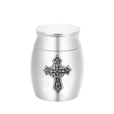 Grace Aluminum Alloy Cross Adult Small Cremation Urn for Human Pet Ashes - A Warm and Lovely Mini Urn to Honor Your Loved One