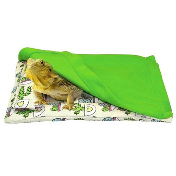 Легло с брадат дракон с възглавница и одеяло Удобно топло легло за спане с плюшена покривка за гущер Leopard Gecko