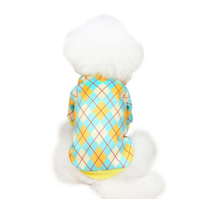 Φούτερ για κατοικίδια με στρογγυλή λαιμόκοψη Κλασικό καρό ζεστό πουλόβερ Ρούχα για σκύλους Streetwear εμπριμέ πουλόβερ Σκύλος με δύο πόδια Ρούχα κουτάβι