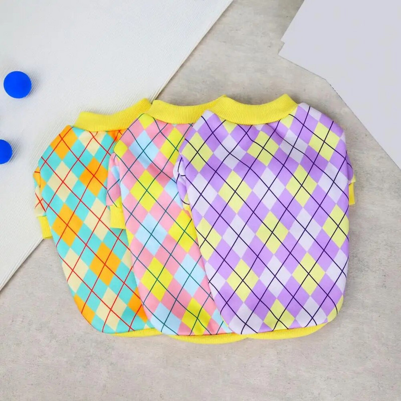 Φούτερ για κατοικίδια με στρογγυλή λαιμόκοψη Κλασικό καρό ζεστό πουλόβερ Ρούχα για σκύλους Streetwear εμπριμέ πουλόβερ Σκύλος με δύο πόδια Ρούχα κουτάβι