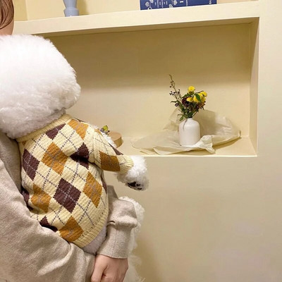 Klasisks rūtains Suņu apģērbs Ziemas silti Džemperi Suns Divas kājas Adījumi Mājdzīvniekiem Populāri Apģērbi Mājdzīvnieku piederumi XS-XL