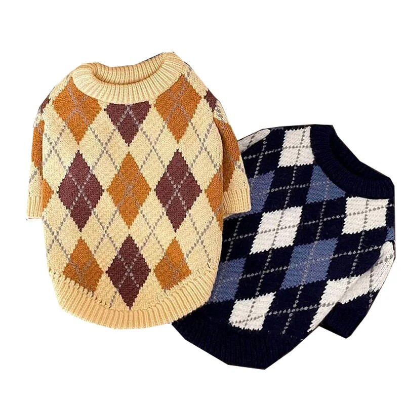 Klasisks rūtains Suņu apģērbs Ziemas silti Džemperi Suns Divas kājas Adījumi Mājdzīvniekiem Populāri Apģērbi Mājdzīvnieku piederumi XS-XL