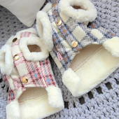 Spalvingi rūbai naminiams gyvūnėliams Plediniai rūbai naminiams gyvūnėliams Akį traukiantys languoti spaudiniai naminių gyvūnėlių liemenė Madingas žieminis paltas katėms šunims Minkštas orui