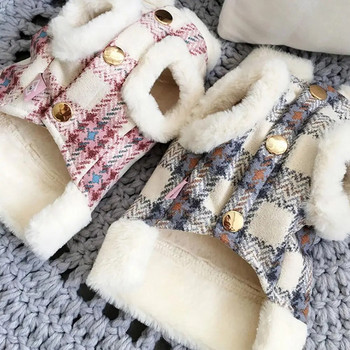 Цветни дрехи за домашни любимци Карирани дрехи за домашни любимци Привличащи вниманието карирана жилетка с принт за домашни любимци Модно зимно палто за котки Кучета Меко за времето