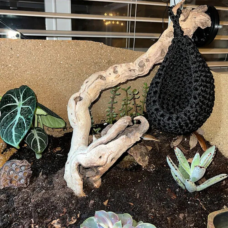 Šūpuļtīkls rāpuļu zvilnis ar āķi, ar rokām austs regulējams divslāņu šūpoles putnu ligzda papagaiļiem ķirzakas rāpuļu slēptuve