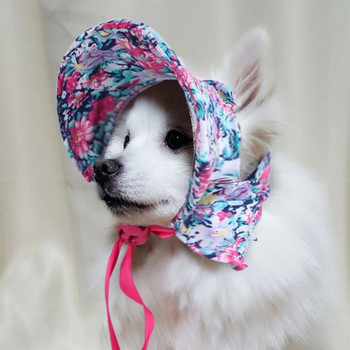 Καπέλο σκύλου με τρύπες στο αυτί για αντηλιακή προστασία εξωτερικού χώρου Floral σκουφάκι σκύλου για θηλυκό καλοκαιρινό προστατευτικό κάλυμμα για κατοικίδια, ρυθμιζόμενο για κοριτσίστικα κουτάβια