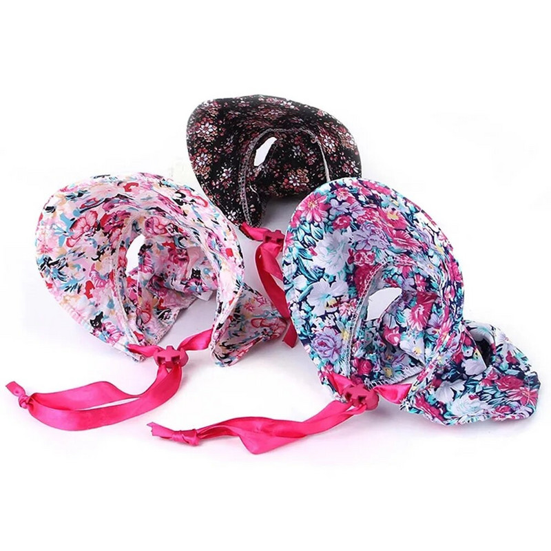 Suņu cepure ar ausu atverēm āra saules aizsardzībai. Ziedu suņu cepure, mātīšu vasaras mājdzīvnieku aizsargplēve, regulējama kucēniem