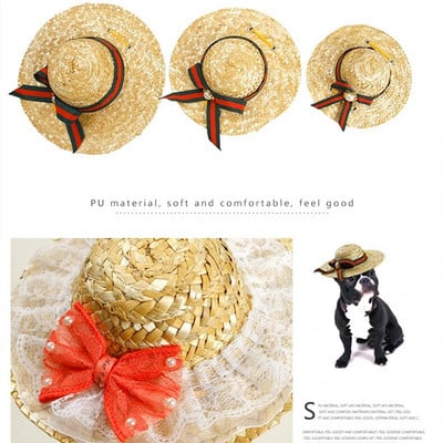 Adjustable Buckle Mexican Hat Dog Cat Cool Straw Hat Sombrero Pet Multicolor Pets Straw Hats for Puppy Small Medium Big Dogs