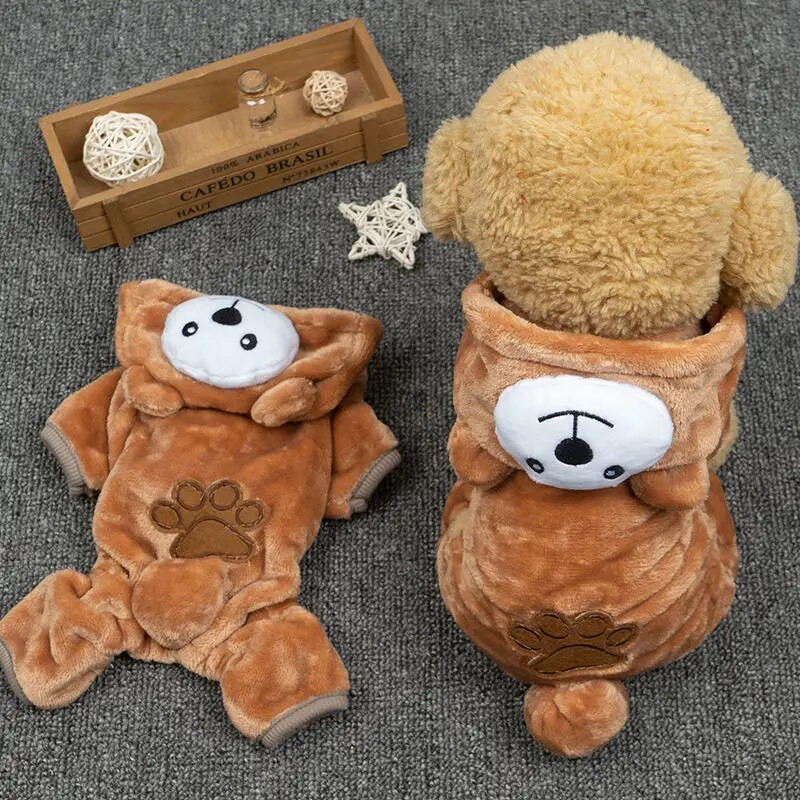 Flīsa kombinezons suņiem Suņu kapuces Biezs džemperis četrām kājām Mētelis kucēnu jaka Čivavas Labradora suns Apģērbi Ziemai