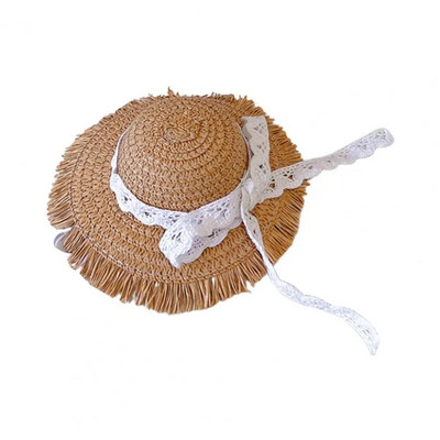 Stilīga suņu cepure Vispārpiemērota mājdzīvnieka cepure Ērta mājdzīvnieka suņa kaķa Bowknot salmu cepure saģērbt