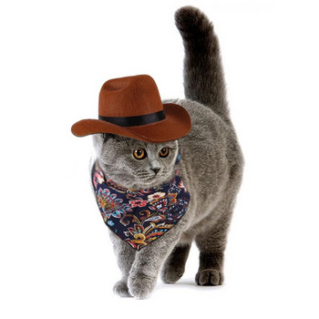 Αστεία καπέλο για σκύλο γάτα Western Cowboy καπέλο φωτογραφικό στήριγμα Universal σκουφάκι σκύλου για το Halloween Christmas Street Party Αξεσουάρ για κατοικίδια
