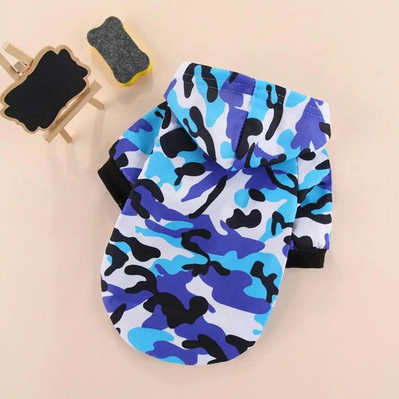 Kutya kapucnis pulcsi tavaszi őszi kabát melegen tart Alkalmi viselet Kisállat kétlábú ruhák terepszínű dzseki kölyök jelmez