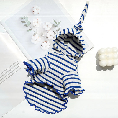 Mājdzīvnieku pavasara/vasaras apģērbs Strīpa ar cepuri ar divām kājām Apģērbi suņu kaķu apģērbi Teddy Hoodie Jauki fotografēšanas apģērbi