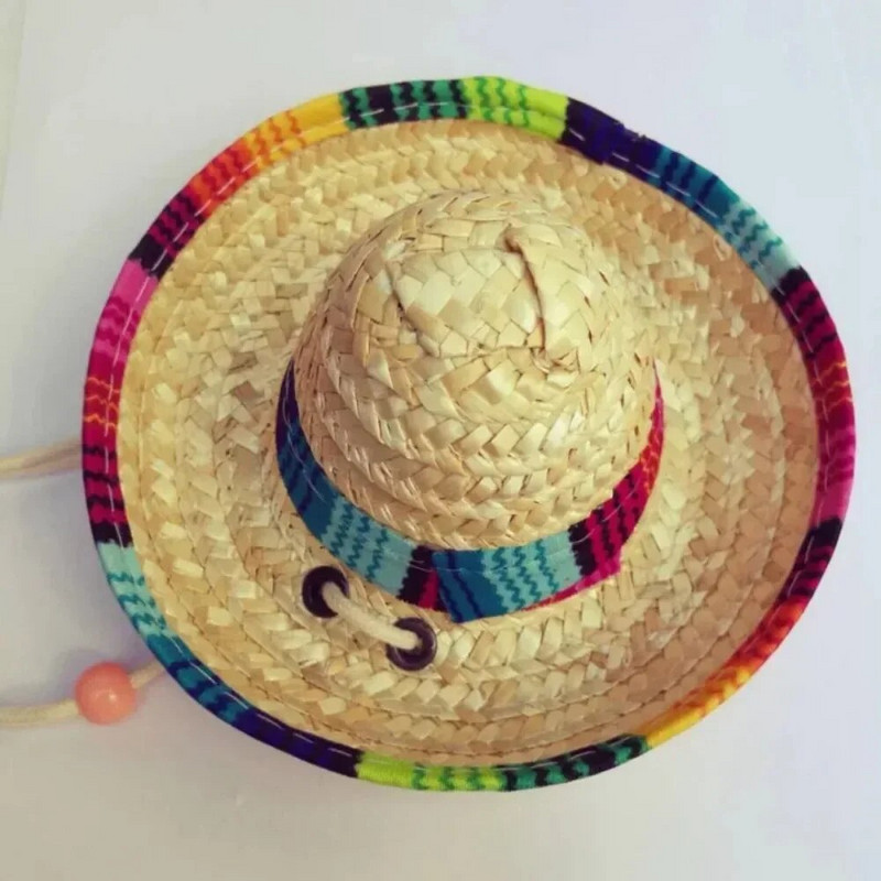 Sombrero mājdzīvnieku salmu cepure Mājdzīvnieku rotājumi Krāsaini mājdzīvnieku salmu cepure suns kaķis meksikāņu salmu kostīms suns aksesuāri conejos accesorios