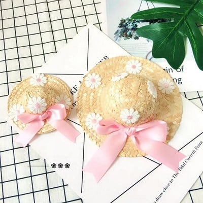Cool Puppy Hat Sun Protection Lace Ruffled Hem Adorable Straw Pet Photography Hats for Summer Dogs Caps Accessories Decor