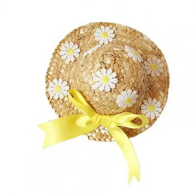 Lahe kutsikamüts Päikesekaitse pits, volangidega ääris Armas õlgkübarad lemmikloomade pildistamise mütsid suvekoertele Mütsid Aksessuaarid Dekoratsioon